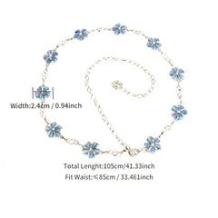 Rhinestone Flower Waist Chain for Women