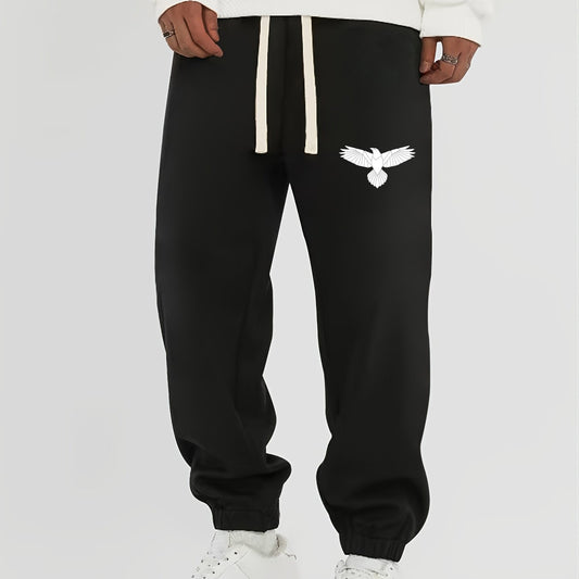 Eagle Print Men s Drawstring Pocket Sweatpants Casual Jogger Pants