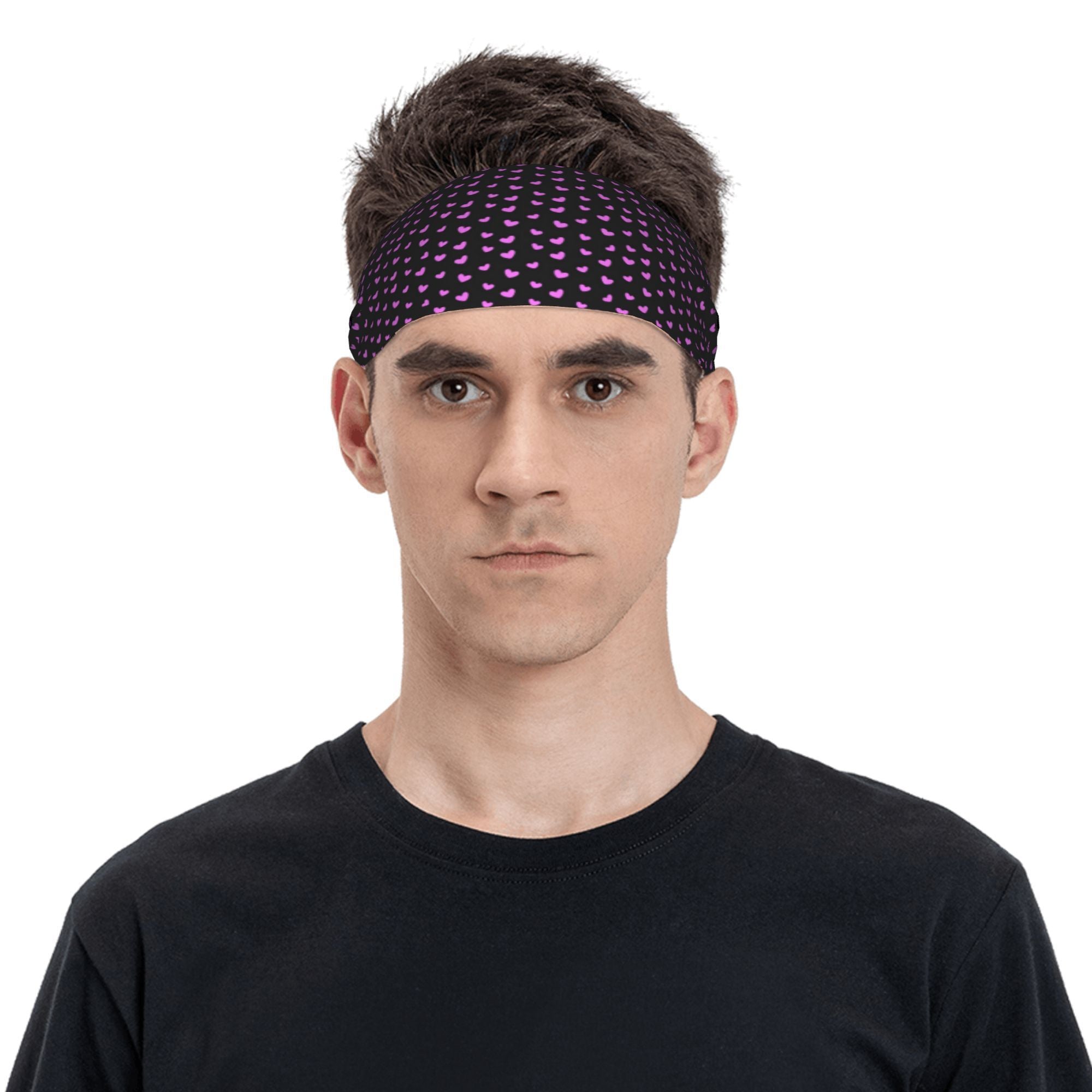 Unisex Pink Love Heart Sports Headband