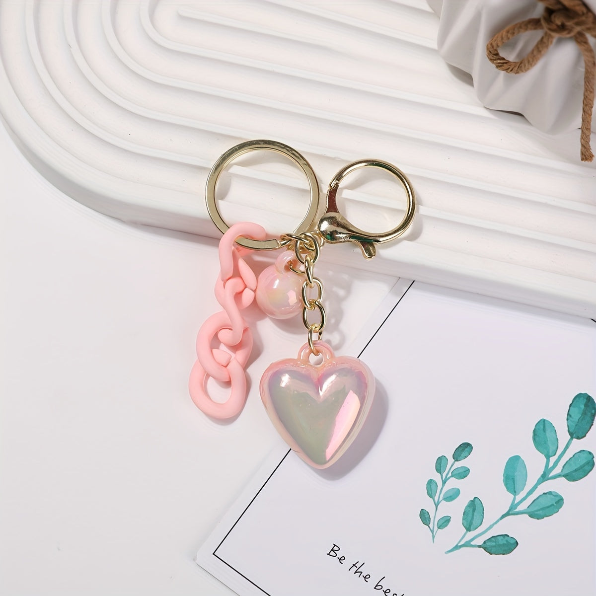 Heart Shape Pendant With Faux Pearl & Chain Key Holder For Women