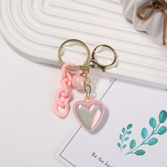 Heart Shape Pendant With Faux Pearl & Chain Key Holder For Women