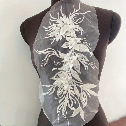 Large Lace Embroidered Applique Dress Flowers Patches Sew On DIY