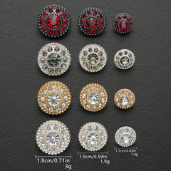 7 Pack Alloy Rhinestone Round Buttons for DIY Crafts and Clothing