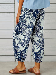  Boho Pants Women's Plus Floral Print High Rise Lantern Pants