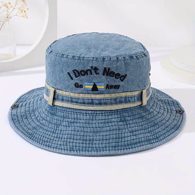 Wide Brim Denim Bucket Hat for Outdoor Sports Unisex