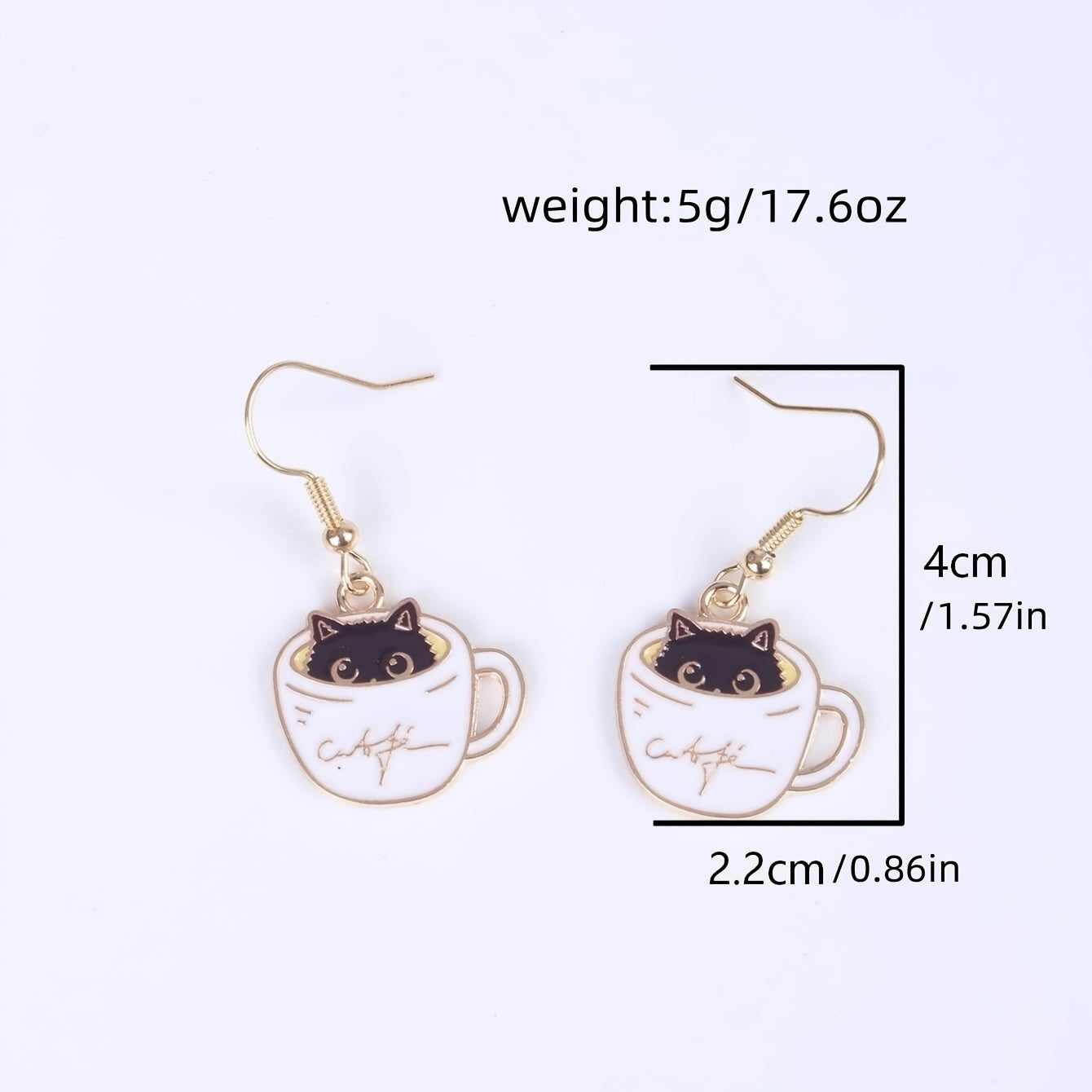 Teacup Cat Earrings Lovely Kitty In A Coffee Cup Accessories
