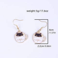 Teacup Cat Earrings Lovely Kitty In A Coffee Cup Accessories