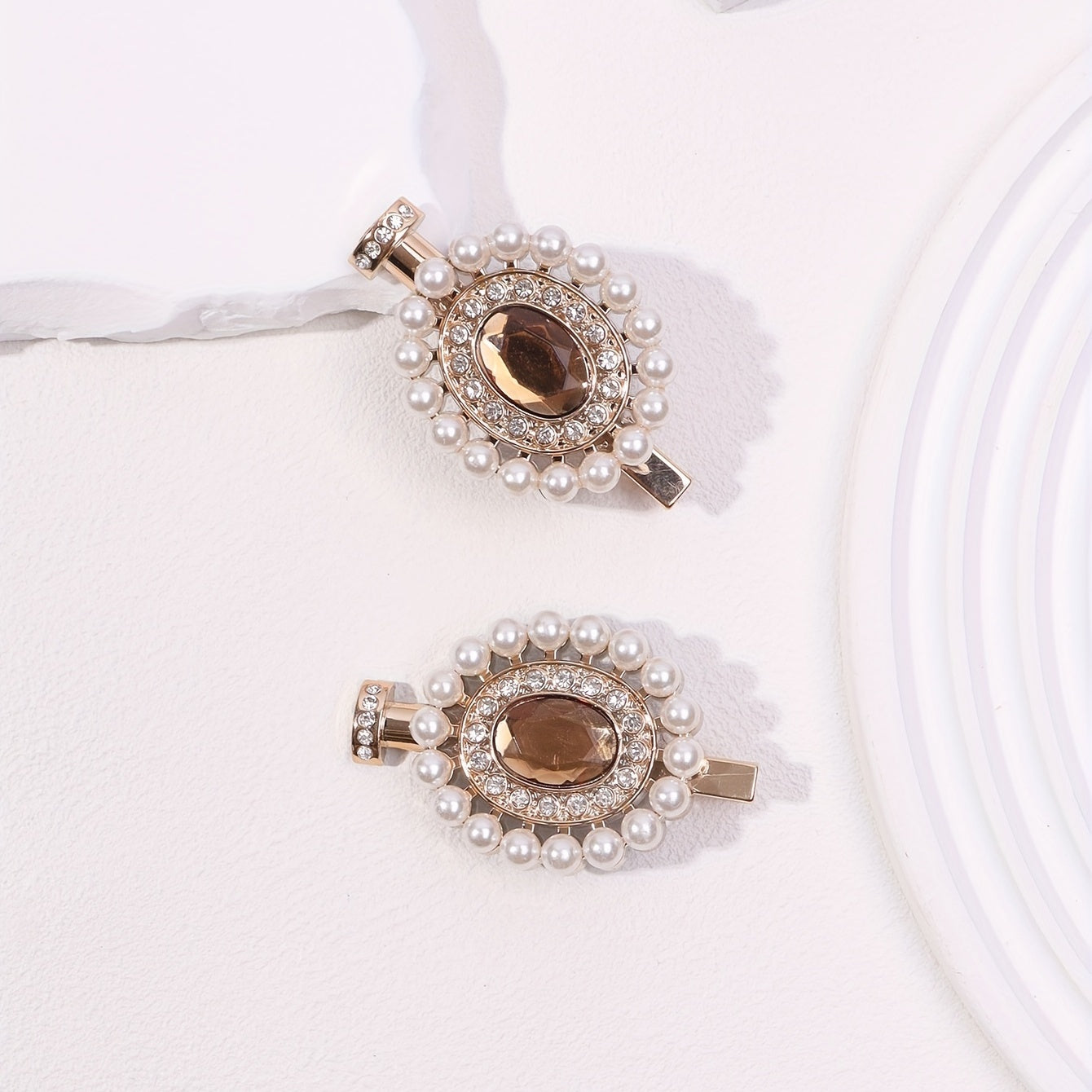 2pcs Faux Pearl Hair Clip Perfume Bottle Shaped Duck Billed Clip 