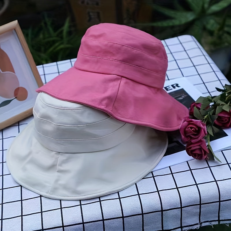 Versatile Sunshade Big Brim Bucket Hat for Men Women