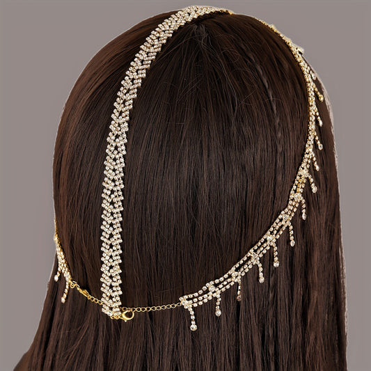 Rhinestone Tassel Pendant Bride Headband Hair Accessories