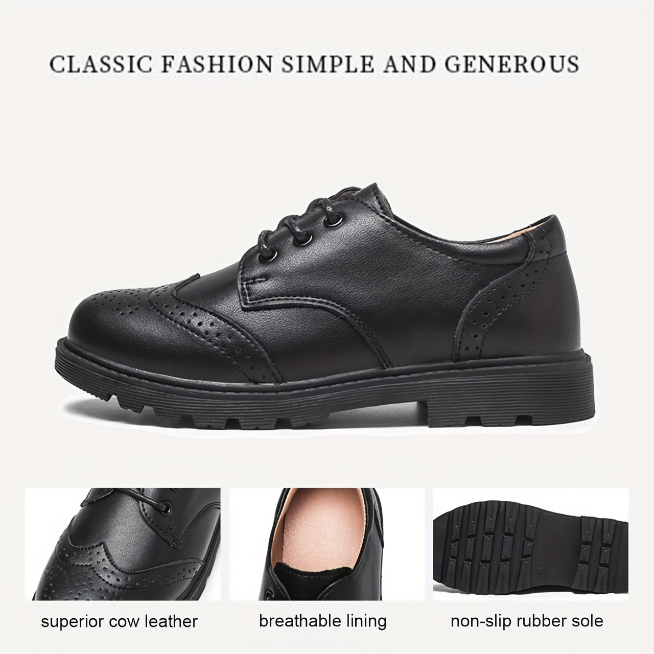 Boys Classic Oxford Dress Shoes Soft Bottom Non Slip