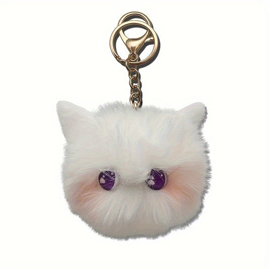 Blush Cat Ball Plush Doll Pendant Keychain