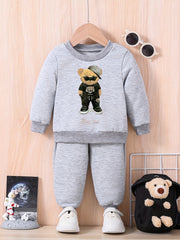 STAY Bear Series Baby Sweatshirt Pants Set