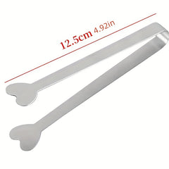 Stainless Steel Palm Leaf Heart Shaped Ice Tong Bar Coffee Milk Tea Sugar Clip
