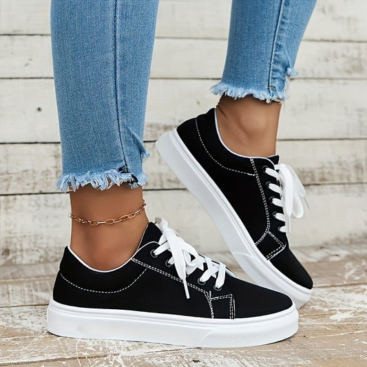 Women's Canvas Shoes Casual Lace Up Outdoor Sneakers Lightweight