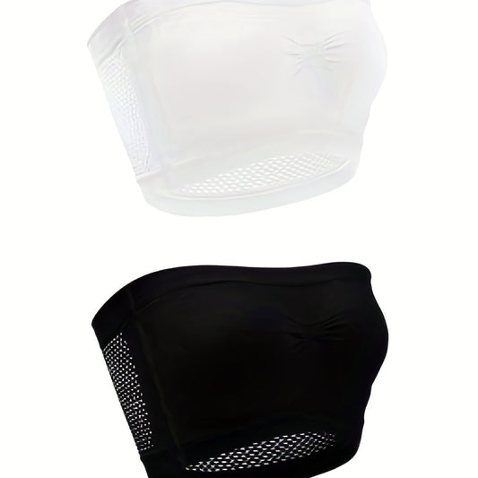 2 Pack Plus Size Casual Bra Set Women's Plus Comfort Breathable No Padding Strap