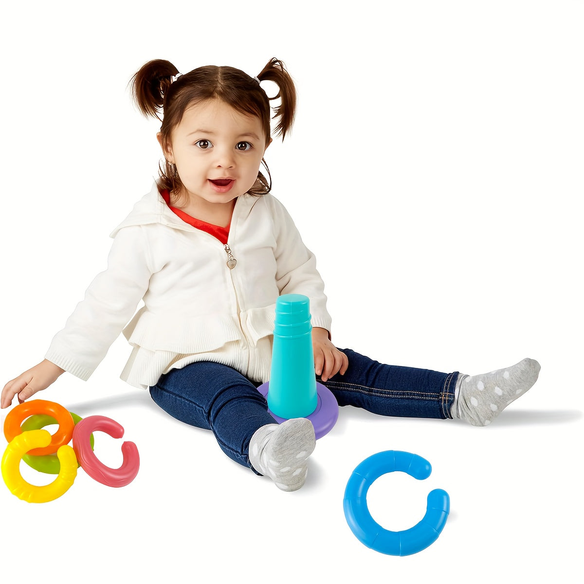 Rainbow Stacking Rings for Kids PE Material Toy