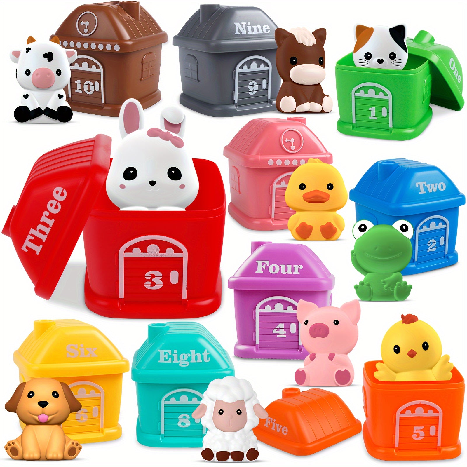 ALIEX 10pcs Animal Counting & Matching Sorting Games