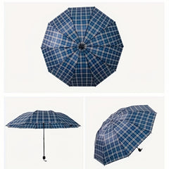 Travel Umbrella Windproof Rainproof Ten Bone Grid Large