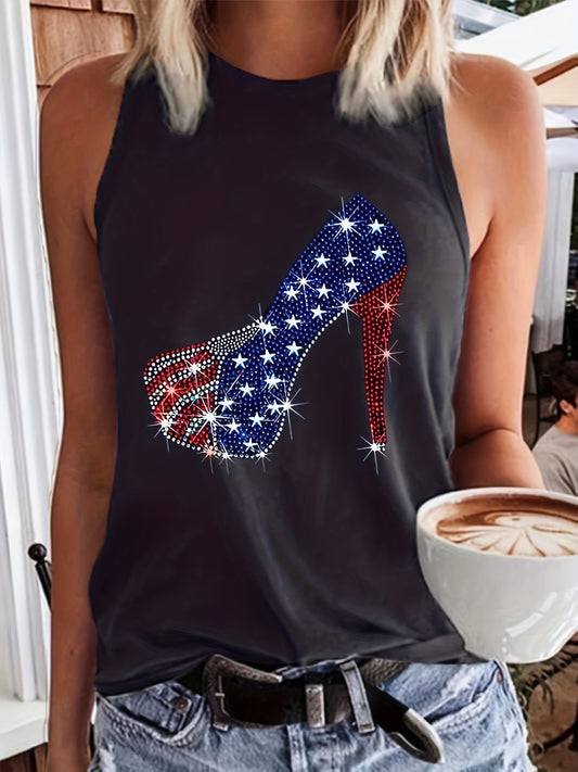 Women's Plus Flag Heels Print Tank Top