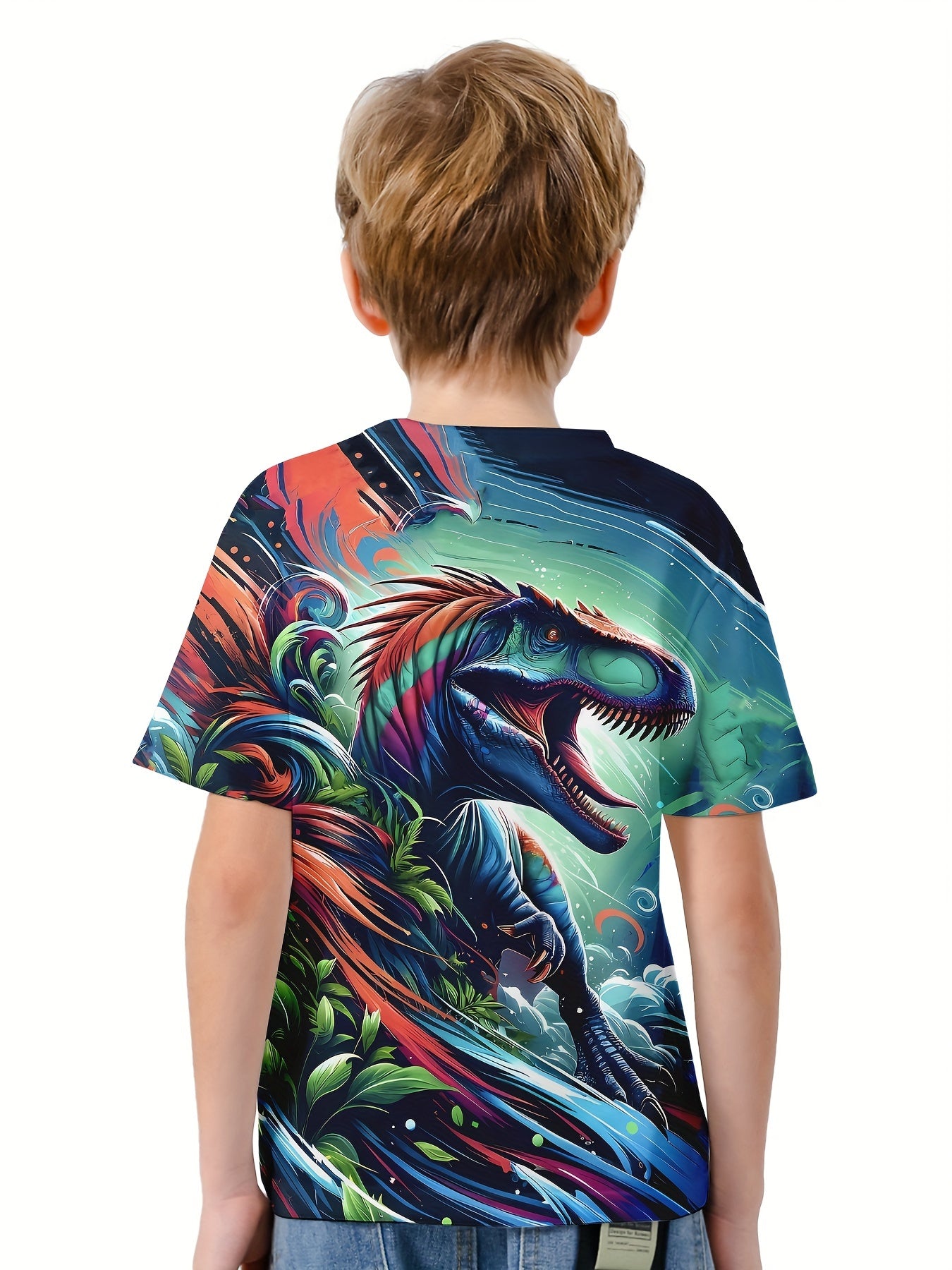 T Rex 3D Print Boy's Casual Tees Short Sleeve Crew Neck Comfy Versiable T shirt