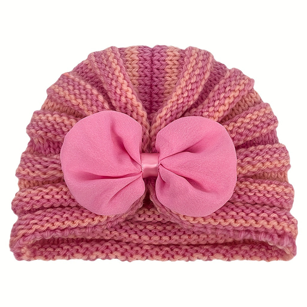 Winter Chiffon Bow Baby Hat 0-2 Years
