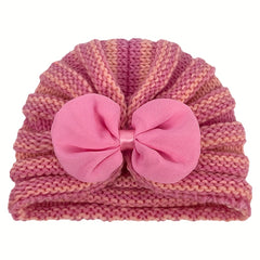 Winter Chiffon Bow Baby Hat 0-2 Years