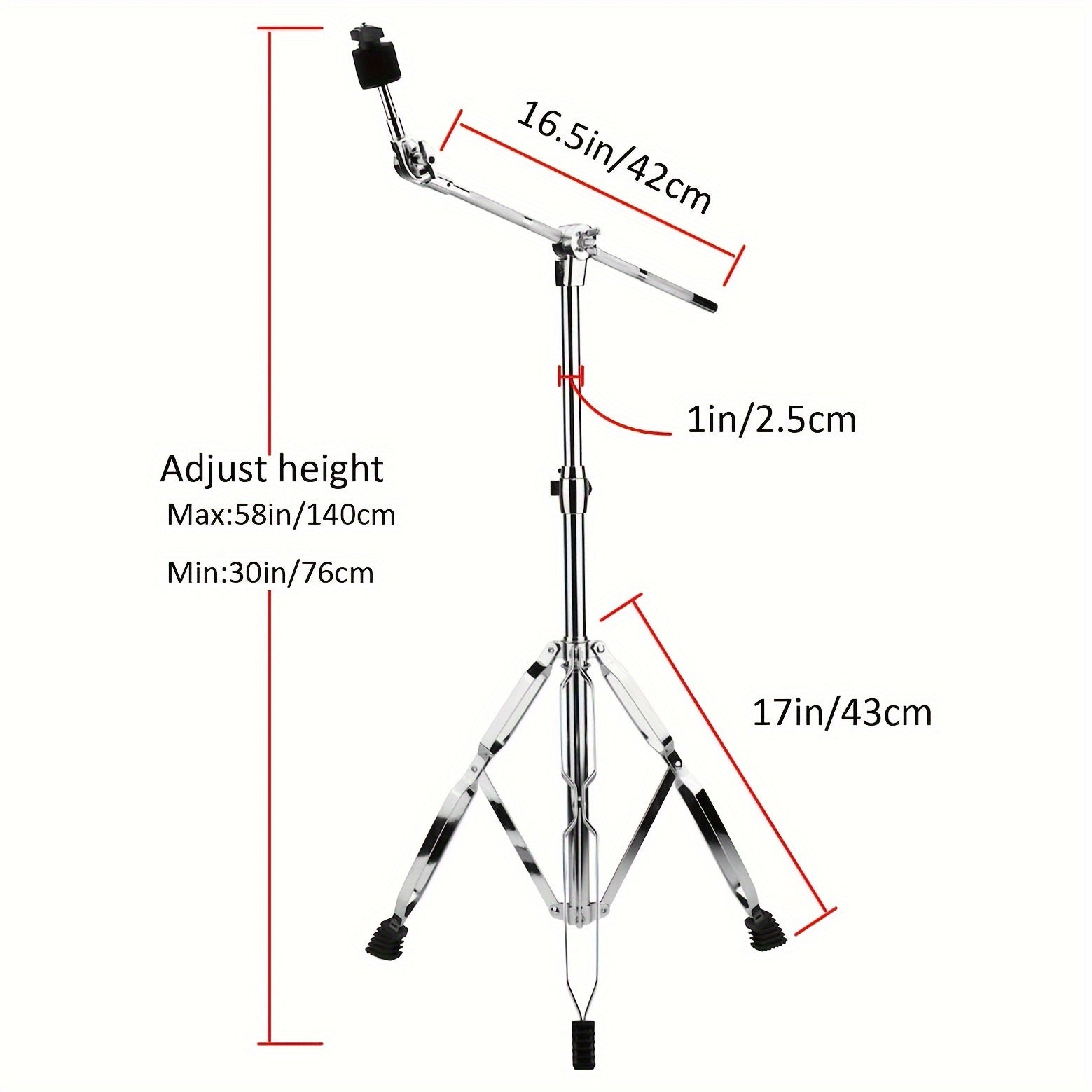 Heavy Duty Cymbal Stand Boom Straight Combo with Large Rubber Feet