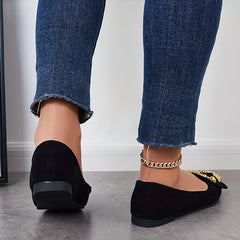 Metallic Decor Ballet Flats Soft Sole Slip On Shoes