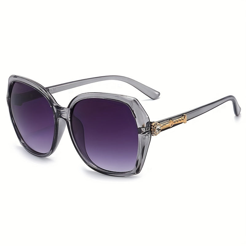 Oversized Cat Eye Sunglasses Rhinestone Decor Gradient Lens Square Frame UV400