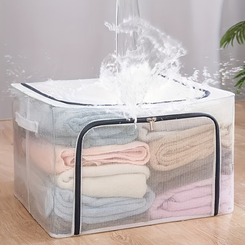 66L Waterproof Storage Box Nylon PVC Foldable Clothes Storage Box