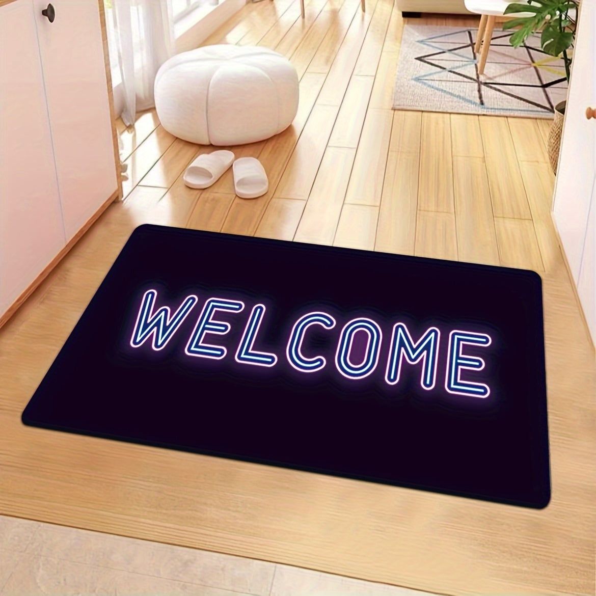 Minimalist English Letter Print Rug Luminous Welcome Front Door Mat