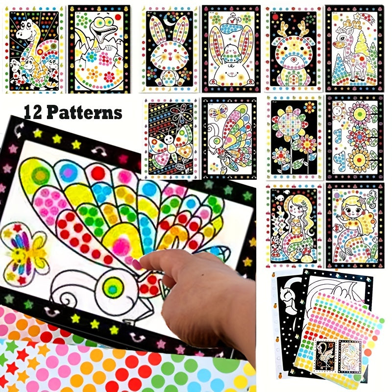 24pcs Fun Puzzle Dot Stickers Set for Children's Art & Craft Kit