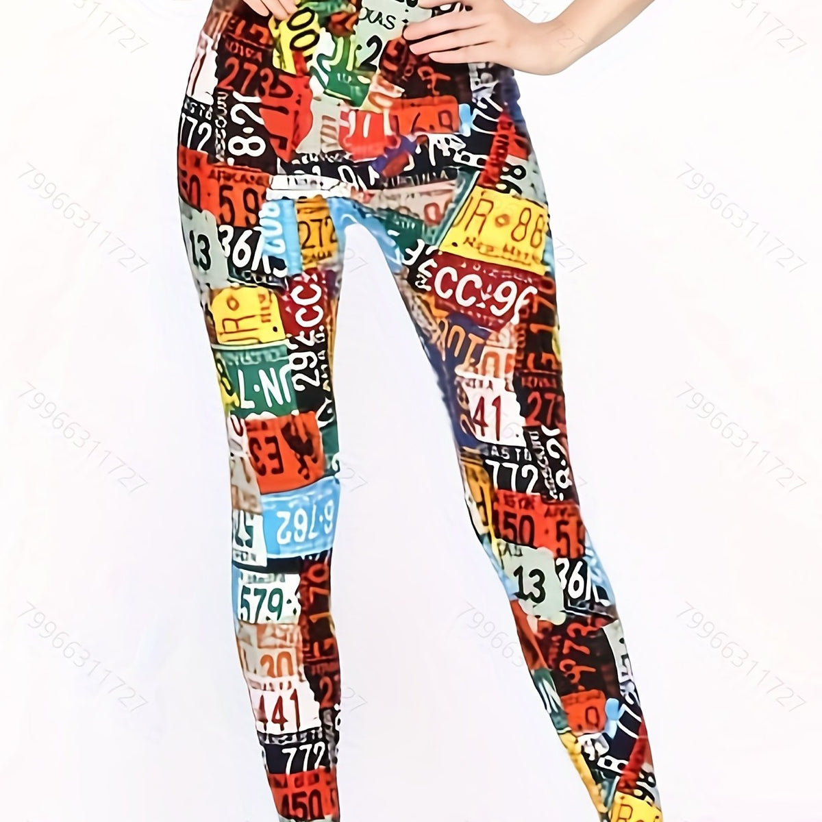 Patchwork Print Leggings Women's Casual Leggings