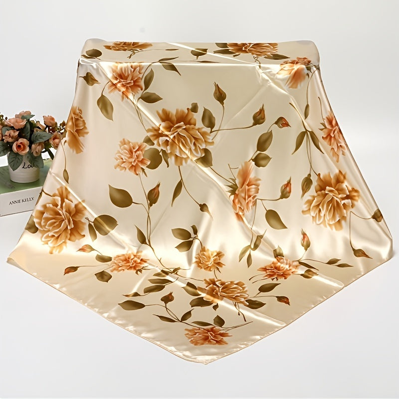 Women's Thin Large Square Silk Scarf Neck Head Wrap Print Hair Sleeping Shawl