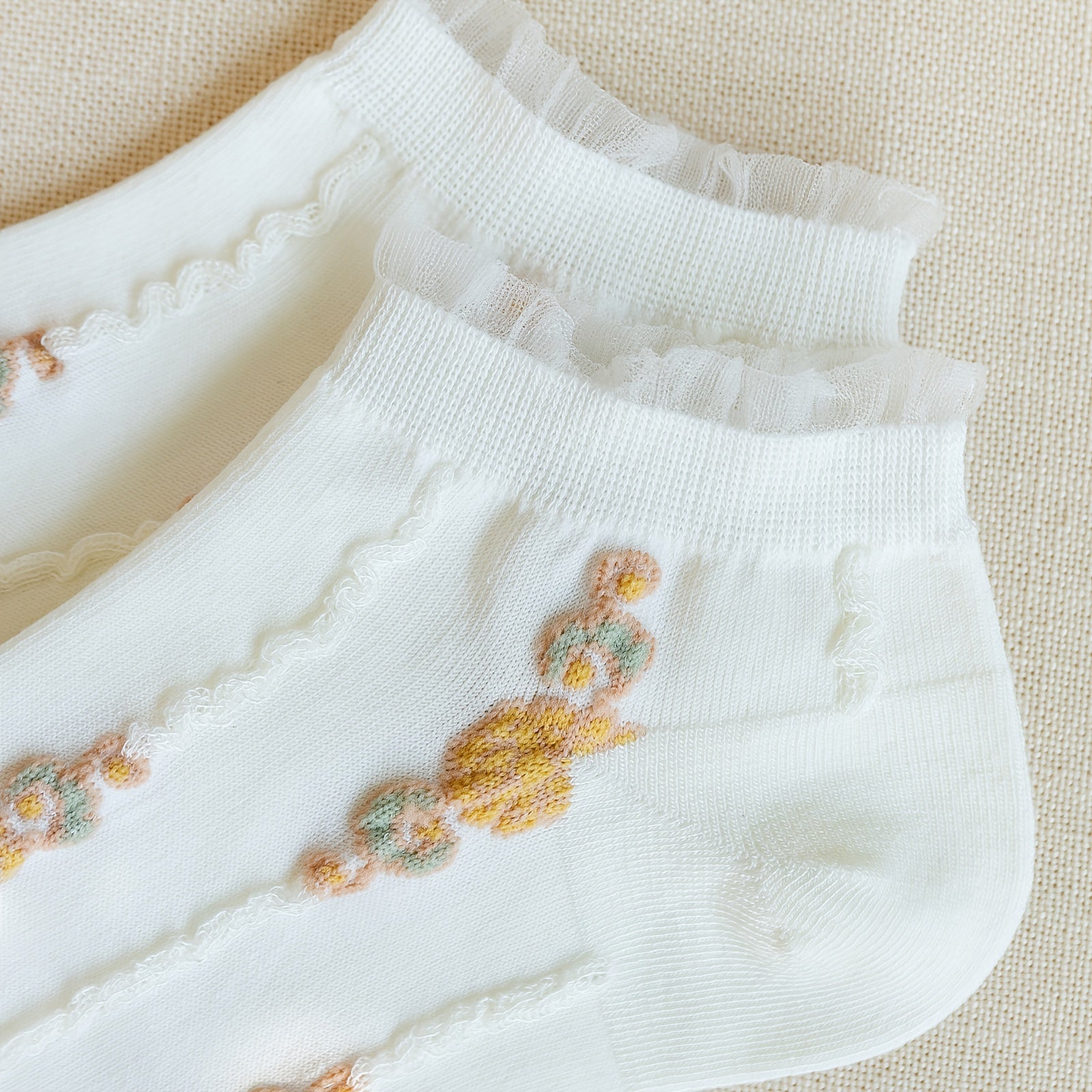 5 Pairs Floral Lace Trim Ankle Socks - Sweet & Stylish Stockings