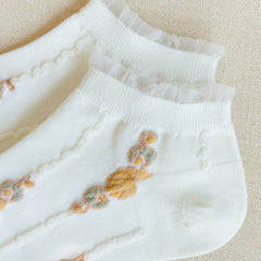 5 Pairs Floral Lace Trim Ankle Socks - Sweet & Stylish Stockings