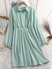  Lantern Sleeve Polo Neck Dress