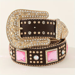 Men's Rhinestone PU Leather Belt for Holiday Party