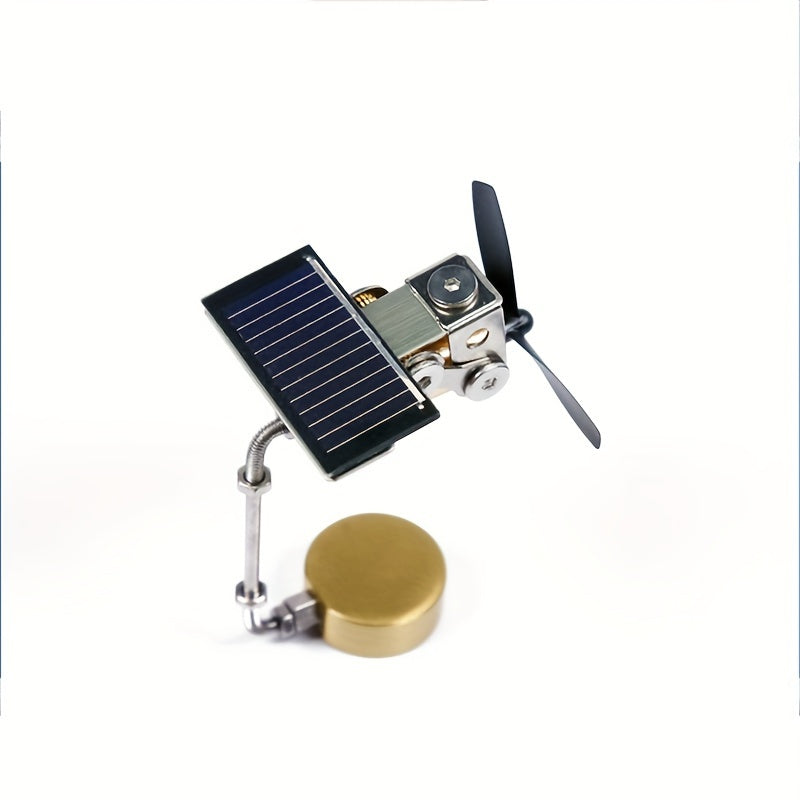 Solar Panel Copper Windmill Ornament Science Puzzle Toy Demonstration Decor