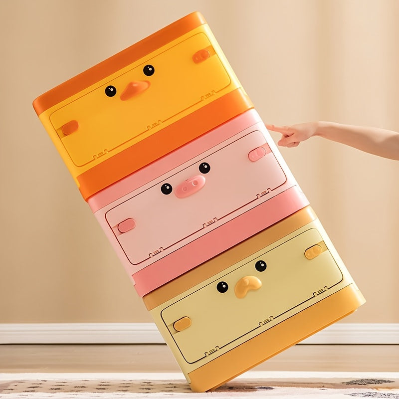 Stackable Toy Storage Box With Lid Collapsible Bin