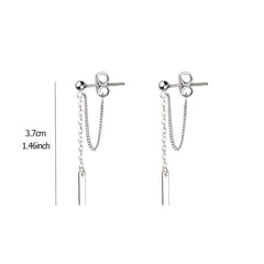 Modern Sterling Silver Bar Threader Earrings