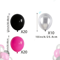 50pcs Rose Red & 30 Metallic Silver Balloons for Party Decor