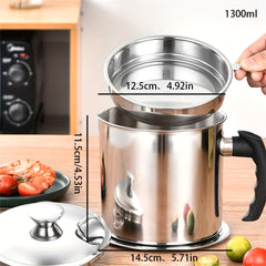 1pc Stainless Steel Filter Pot with Lid and Handle