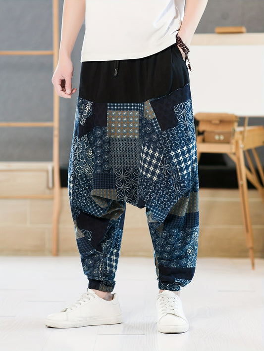 Men's Retro Ethnic Pattern Graphic Print Ankle Harem Pants