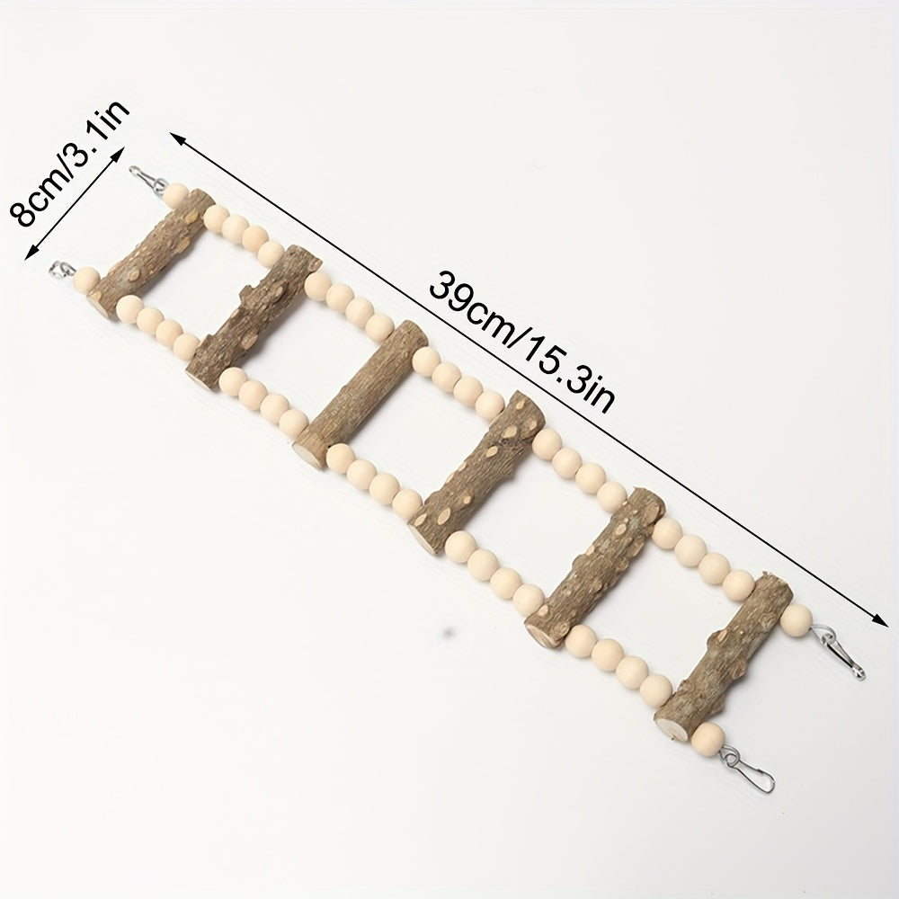 Solid Wood Beads Decor Parrot Bridge Ladder Bird Toy