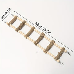 Solid Wood Beads Decor Parrot Bridge Ladder Bird Toy