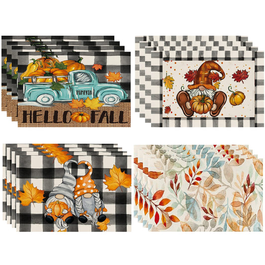 4pcs Halloween/Thanksgiving Pumpkin Placemats Colorful Pvc Mats
