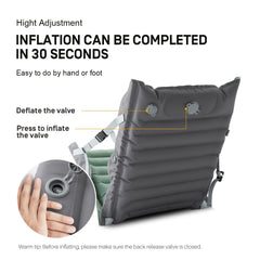 ETROL Inflatable Folding Chair Portable Cushioned Seat Backrest Camping Recliner