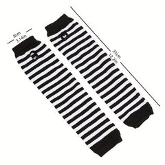 Striped Half Finger Sleeves Arm Sleeves Thumb Hole